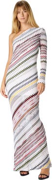 Missoni One-shoulder Long Dress In Viscose And Cotton