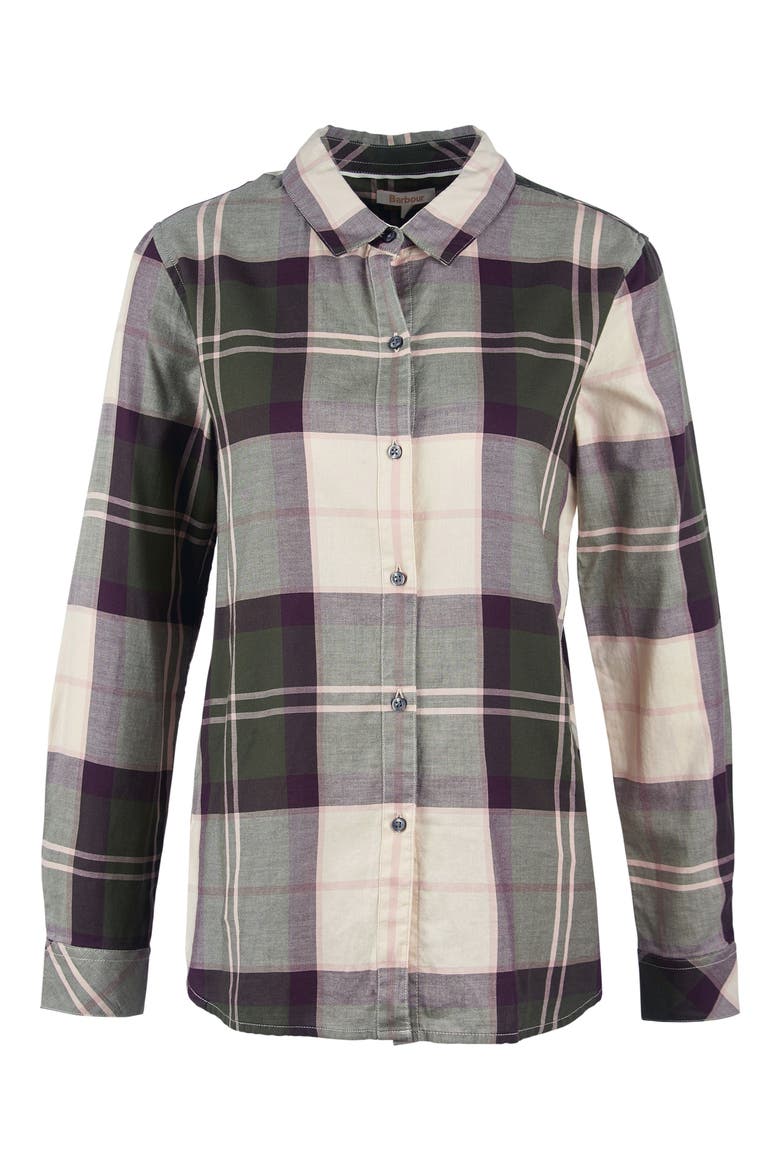 Mooreland Plaid Cotton Button-Up Shirt, Alternate, color, OLIVE/ BLACK CHERRY