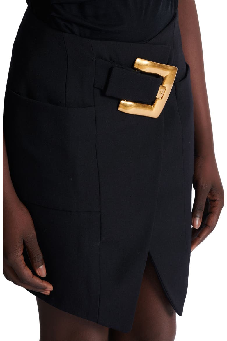 Short grain de poudre skirt with belt, Alternate, color, black