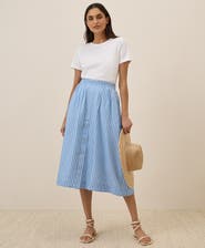 Pact Organic Cotton Sunset Lightweight Cotton Button Skirt