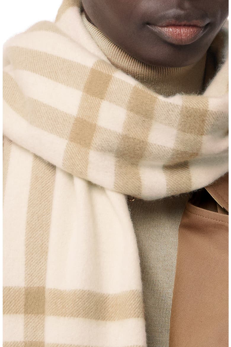 Icon Check Cashmere Scarf, Alternate, color, WHITE/ ALABASTER