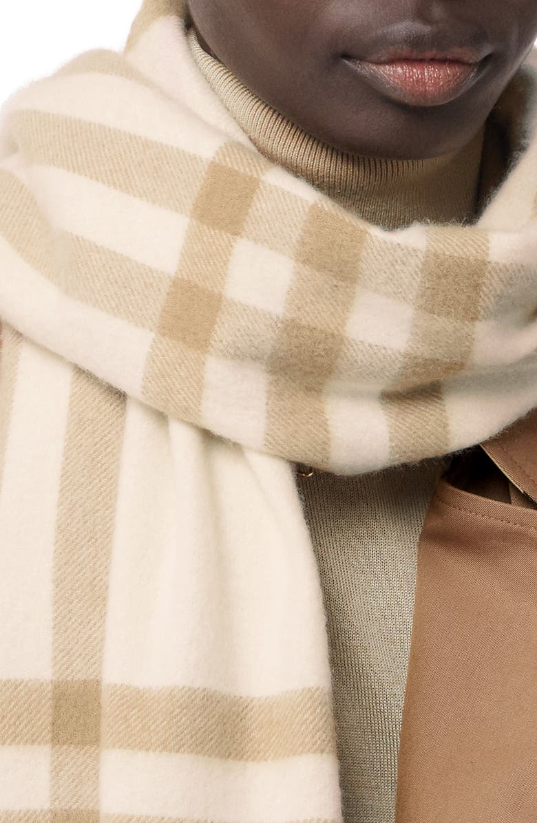Burberry Icon Check Cashmere Scarf, Alternate, color,