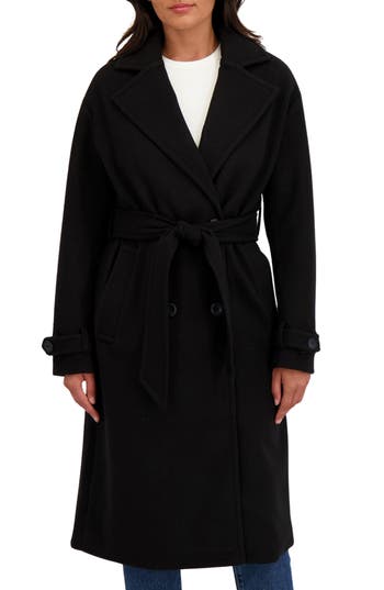 Sebby Wool Oversize Trench Coat In Black