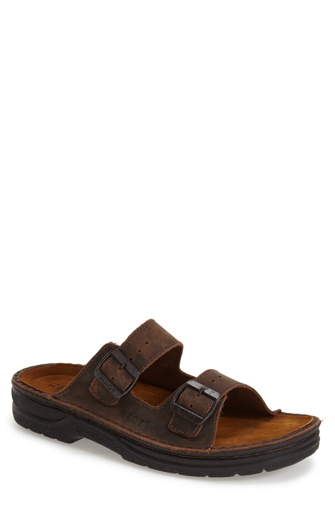 Mikael Slide Sandal, Main, color, CRAZY HORSE LEATHER