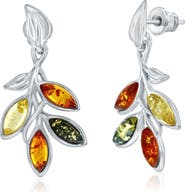 SIMONA Bezel Set Amber Leaf Drop Earrings