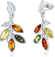 SIMONA Bezel Set Amber Leaf Drop Earrings