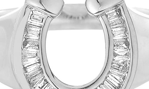Adina Reyter Baguette Diamond Horseshoe Signet Ring In Silver