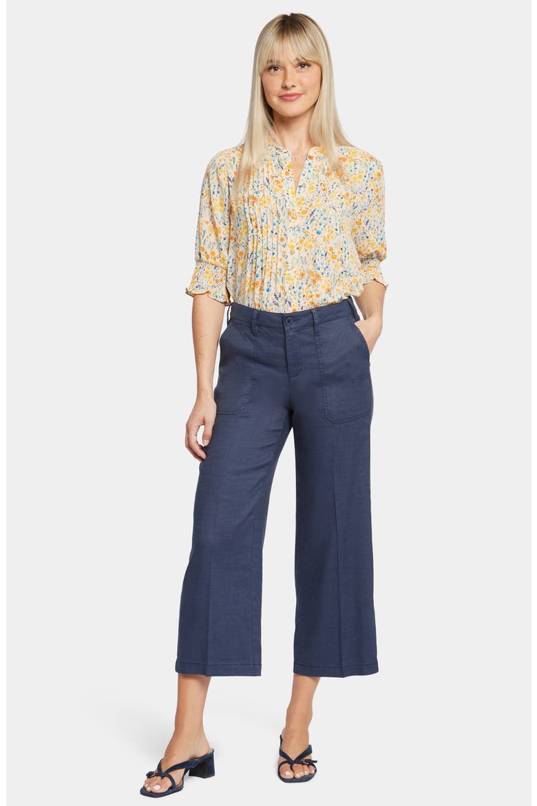 Linen Blend Crop Wide Leg Pants, Alternate, color, OXFORD NAVY