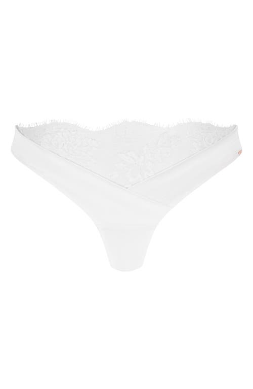 Hunkemoller Hunkemöller Tiah Eyelash Lace Trim Cross Front Thong In White