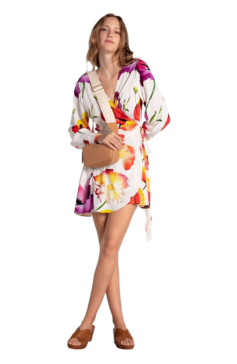 Belle & Bloom The Dancer Longsleeve Mini Wrap Dress, Alternate, color, Wild Poppies