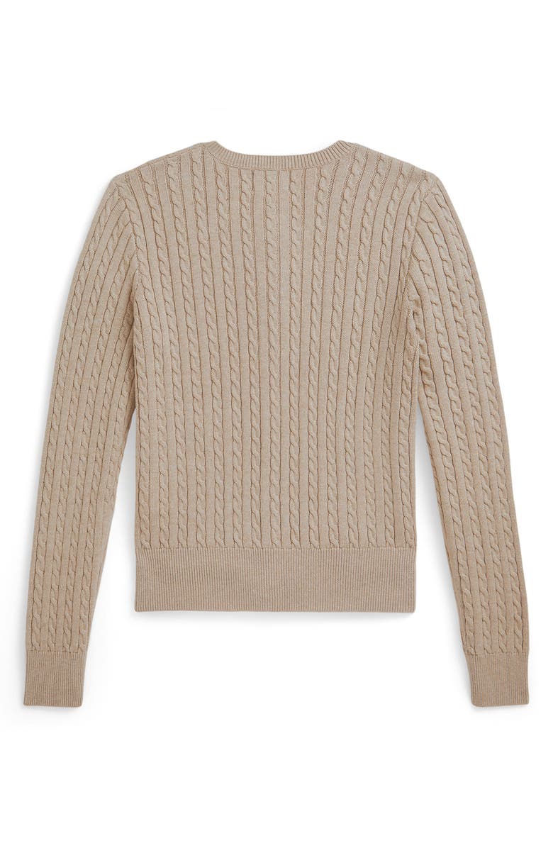 Polo Ralph Lauren Kids' Cable Stitch Cotton Cardigan, Alternate, color, Oatmeal Heather