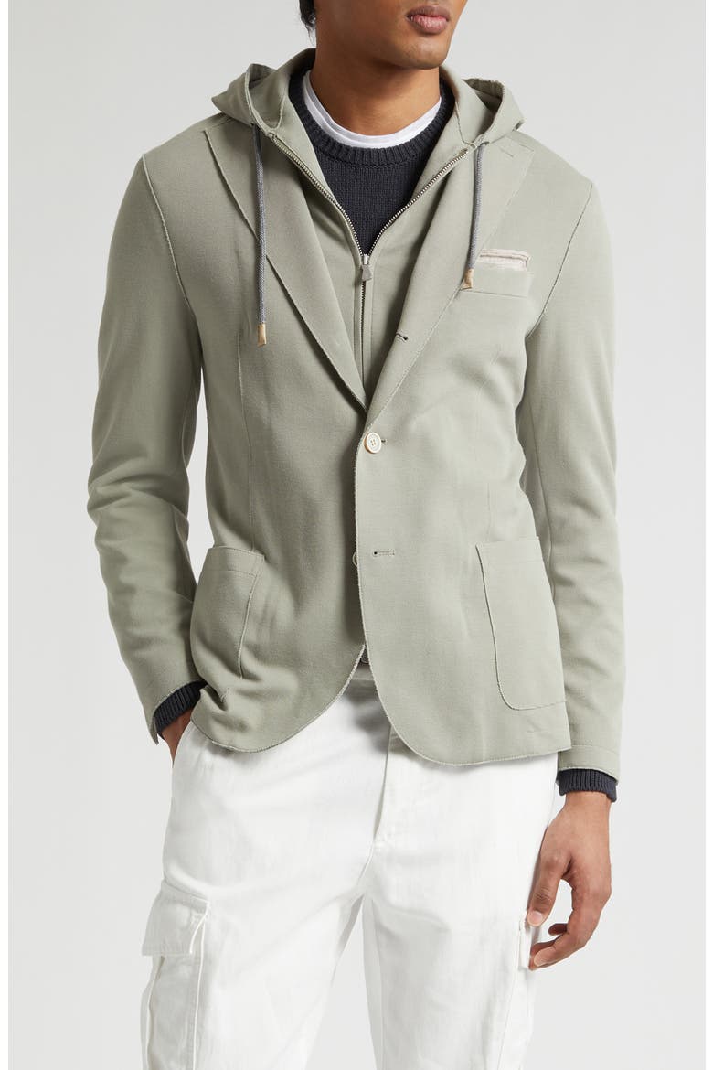 Cotton Blend Sport Coat with Removable Hooded Bib, Main, color, 07B GREEN