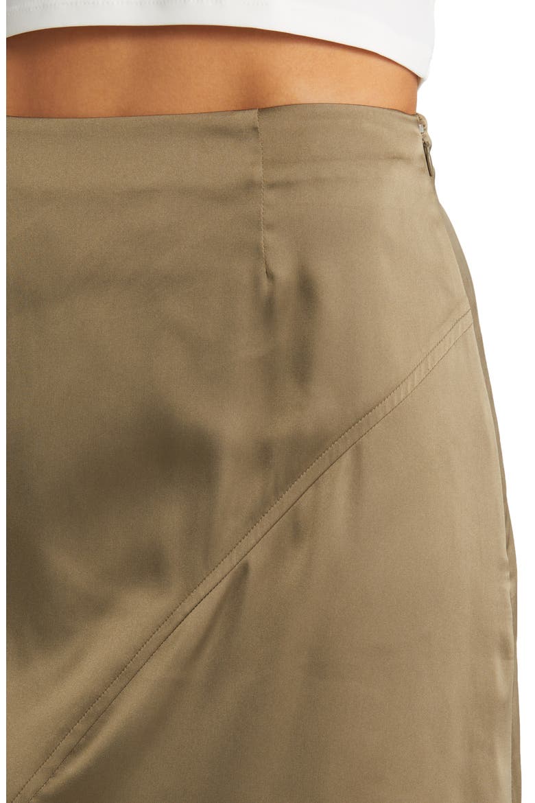 Asymmetric Satin Midi Skirt, Alternate, color, OLIVE DUSK