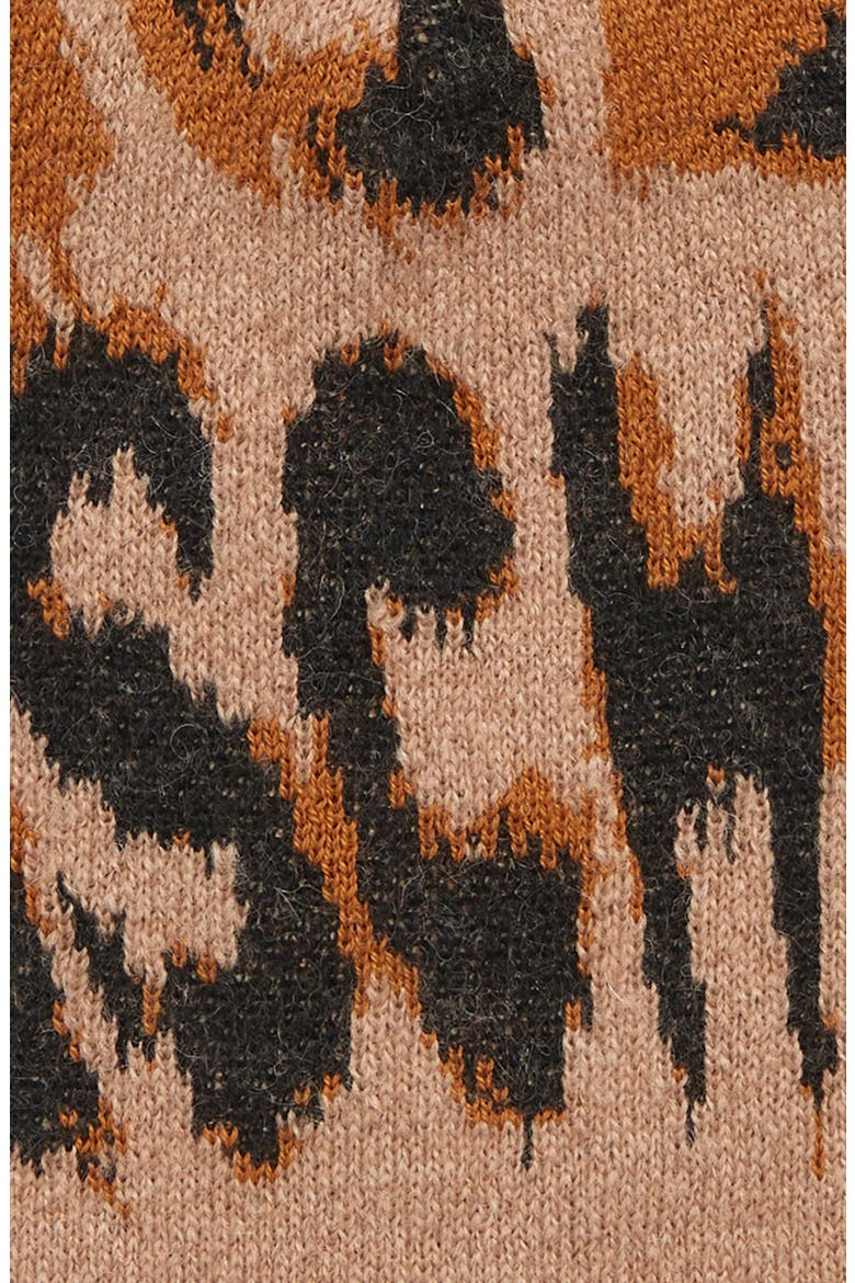 Intarsia Leopard Logo Beanie, Alternate, color, LEOPARD PRINT