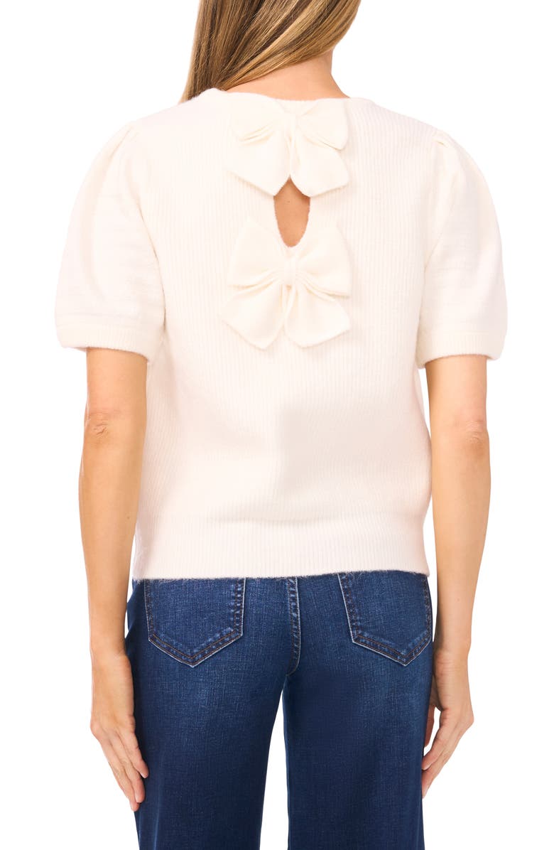 CeCe Bow Accent Puff Sleeve Sweater, Alternate, color,