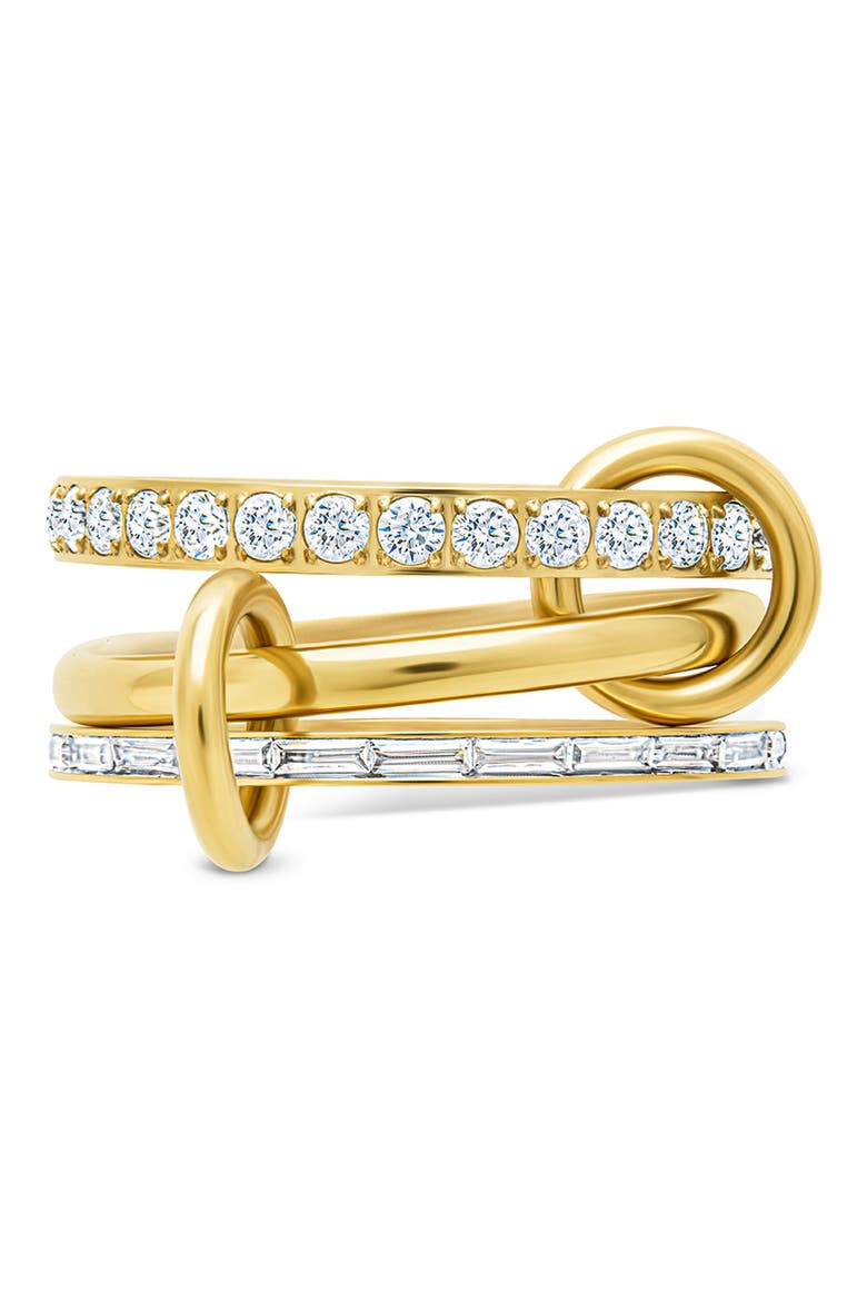 Thea Cubic Zirconia Linked Stacking Band Rings, Main, color, GOLD