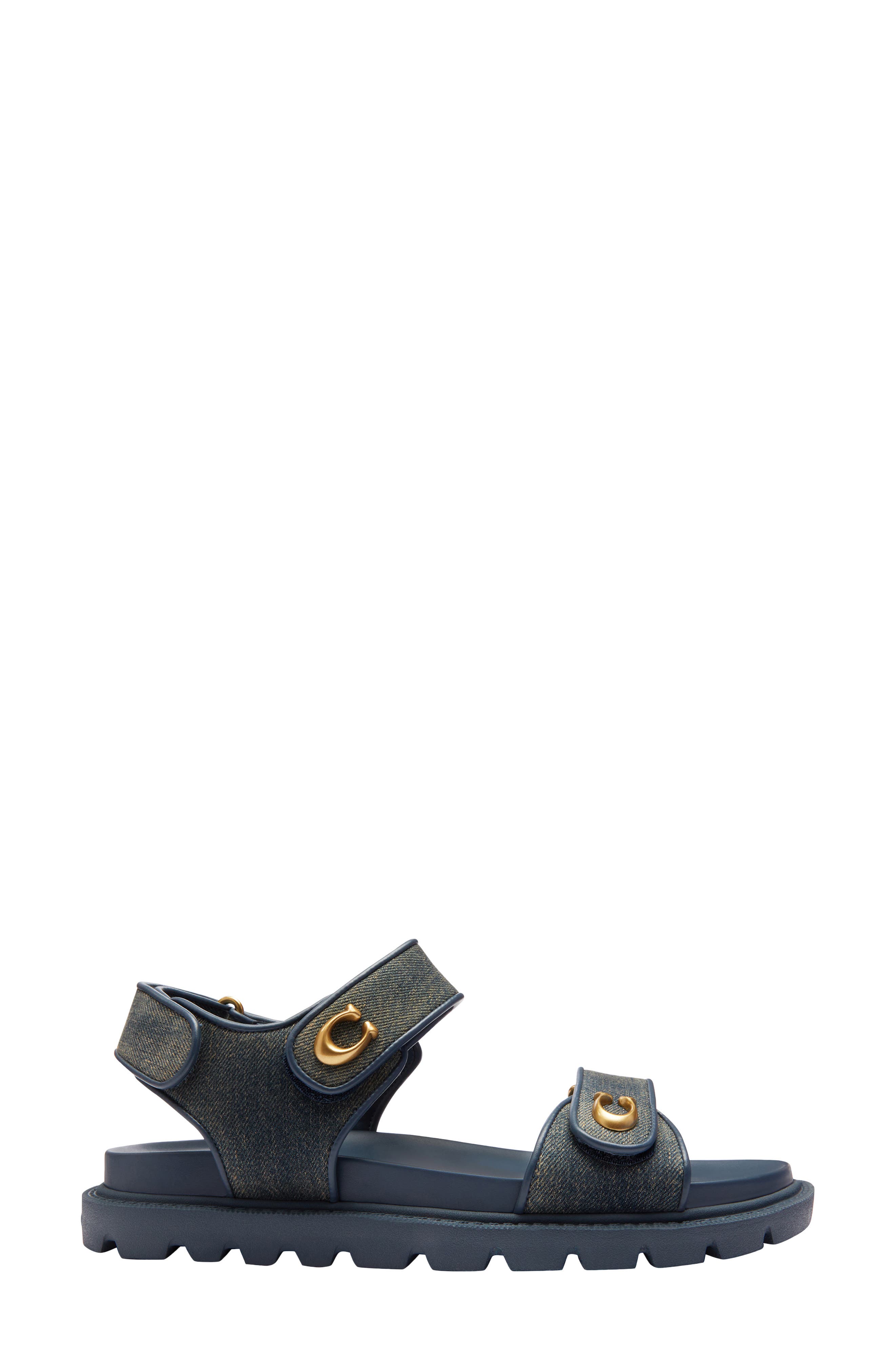 COACH Brynn Loved Denim Sandal, Alternate, color, Dark Indigo.