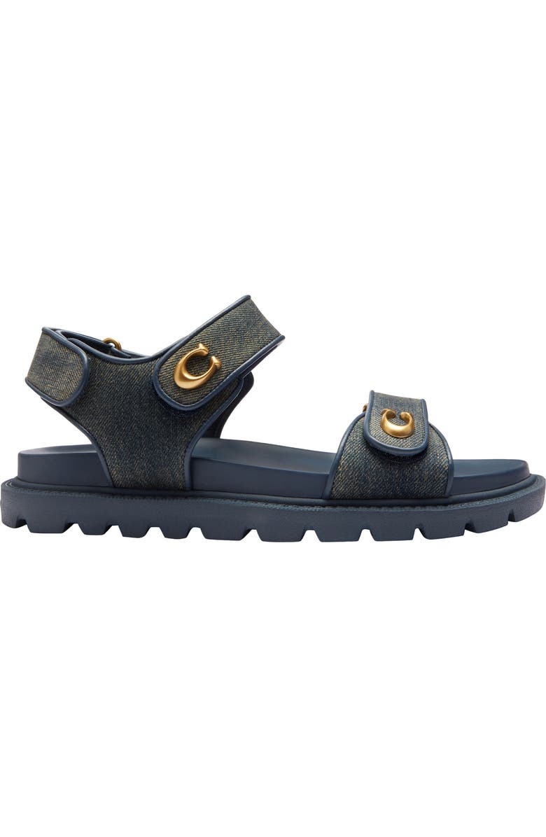 COACH Brynn Loved Denim Sandal, Alternate, color, Dark Indigo.