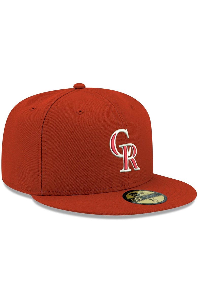 New Era Men's New Era Red Colorado Rockies White Logo 59FIFTY Fitted Hat, Alternate, color, Red