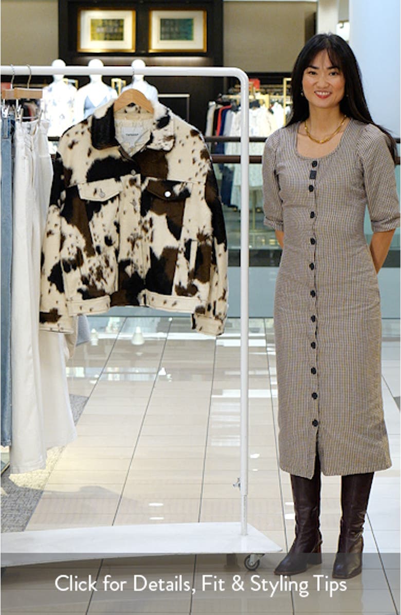 Cow Print Faux Fur Western Trucker Jacket, sales video thumbnail