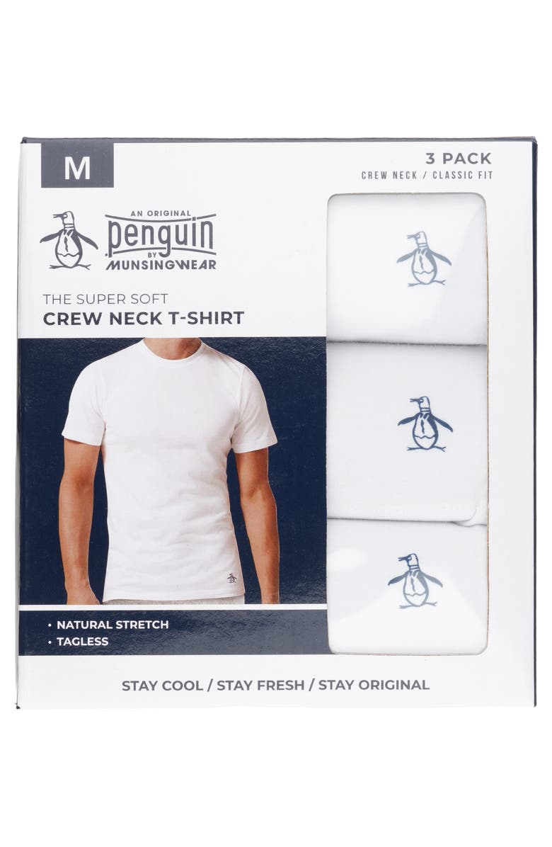 Original Penguin 3-Pack Cotton T-Shirts, Alternate, color, White