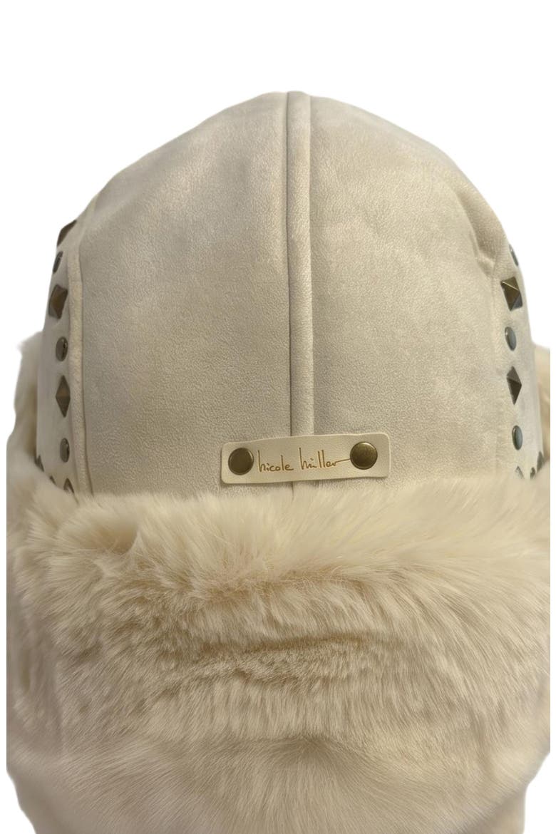 Studded Faux Fur Trapper Hat, Alternate, color, IVORY