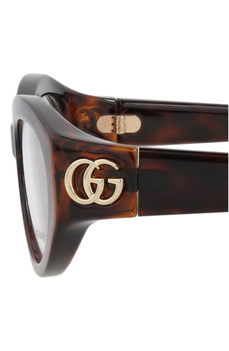Gucci 51mm Cat Eye Optical Glasses, Alternate, color, Havana Havana Transparent