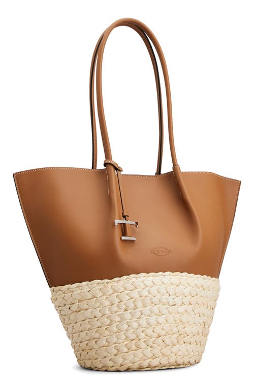 Shop Tod's Medium Bux Mixed Media Tote In Kenia/naturale