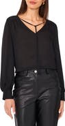 Vince Camuto Split Neck Satin Top