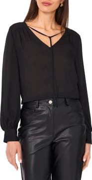 Vince Camuto Split Neck Satin Top