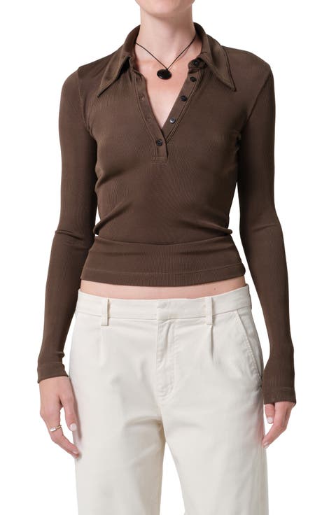Shaea Long Sleeve Rib Polo