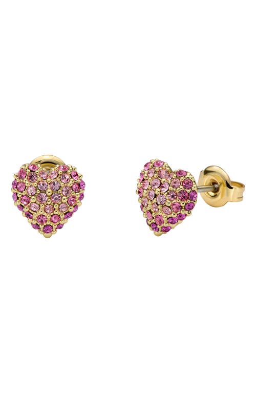 Ted Baker Adoraa Pavé Crystal Sweetheart Stud Earrings In Gold Tone/lt Pink Crystal