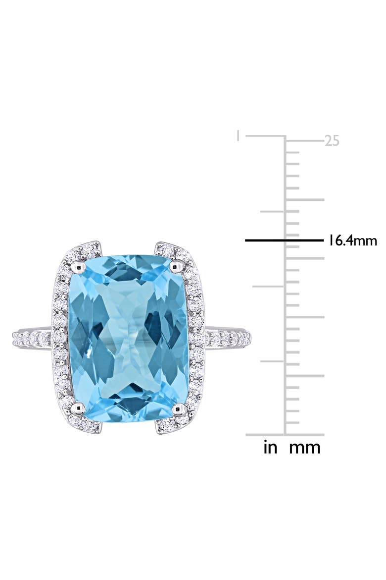 Sterling Silver Cushion Cut Sky Blue Topaz & White Topaz Ring, Alternate, color, BLUE