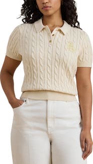 Lauren Ralph Lauren Embroidered Logo Cotton Polo Sweater