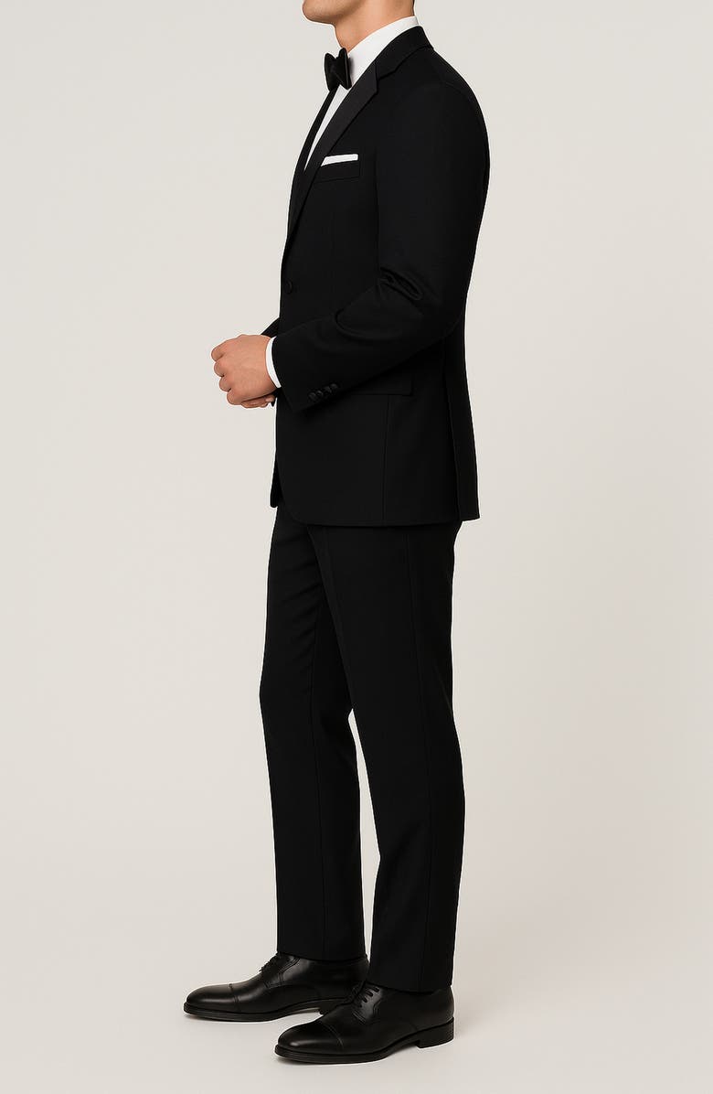 ZANETTI Black Trim Fit Mélange Suit, Alternate, color, Black