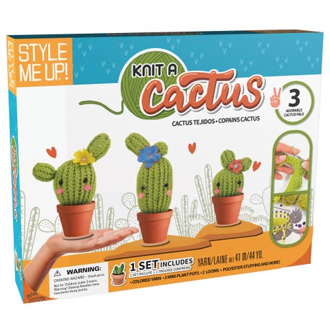 SpiceBox Style Me Up Knit a Cactus Kids Knitting Kit
