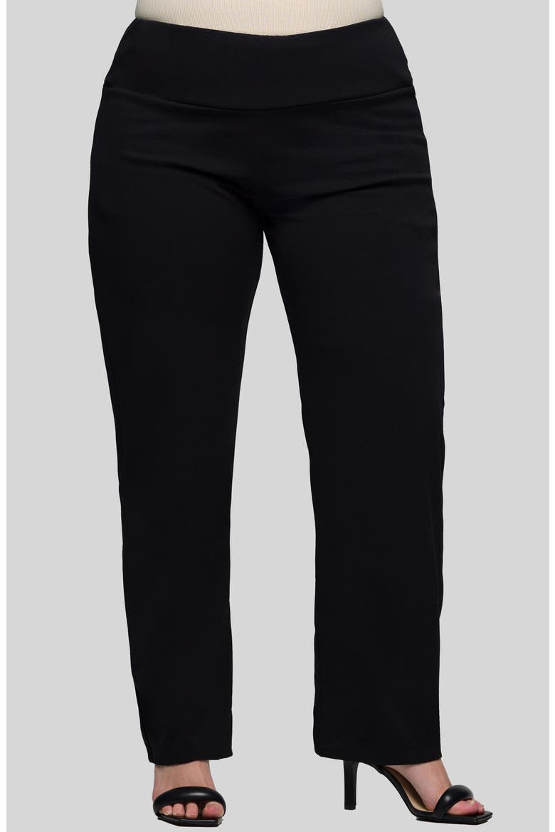High Waist Straight Leg Pants, Main, color, BLACK
