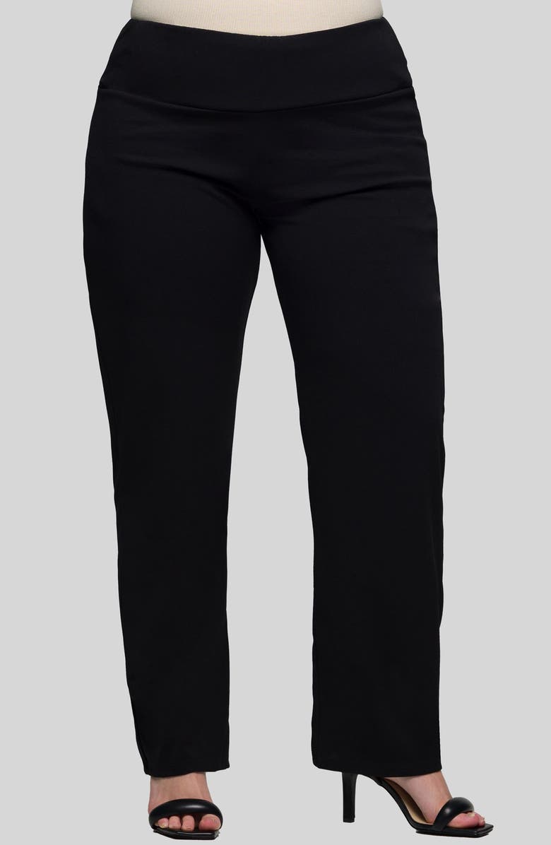 24seven Comfort Apparel High Waist Straight Leg Pants, Main, color, Black