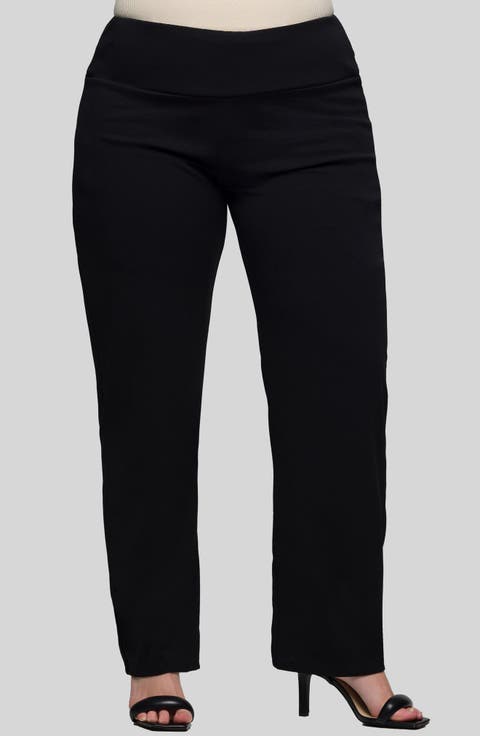 High Waist Straight Leg Pants (Plus)