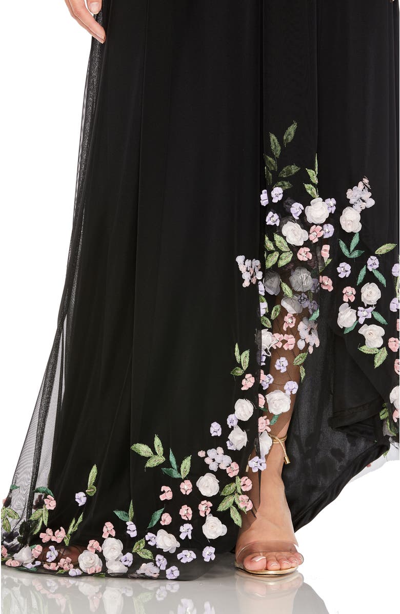 Mac Duggal One Shoulder Trapeze Embellished High Low Gown, Alternate, color, Black