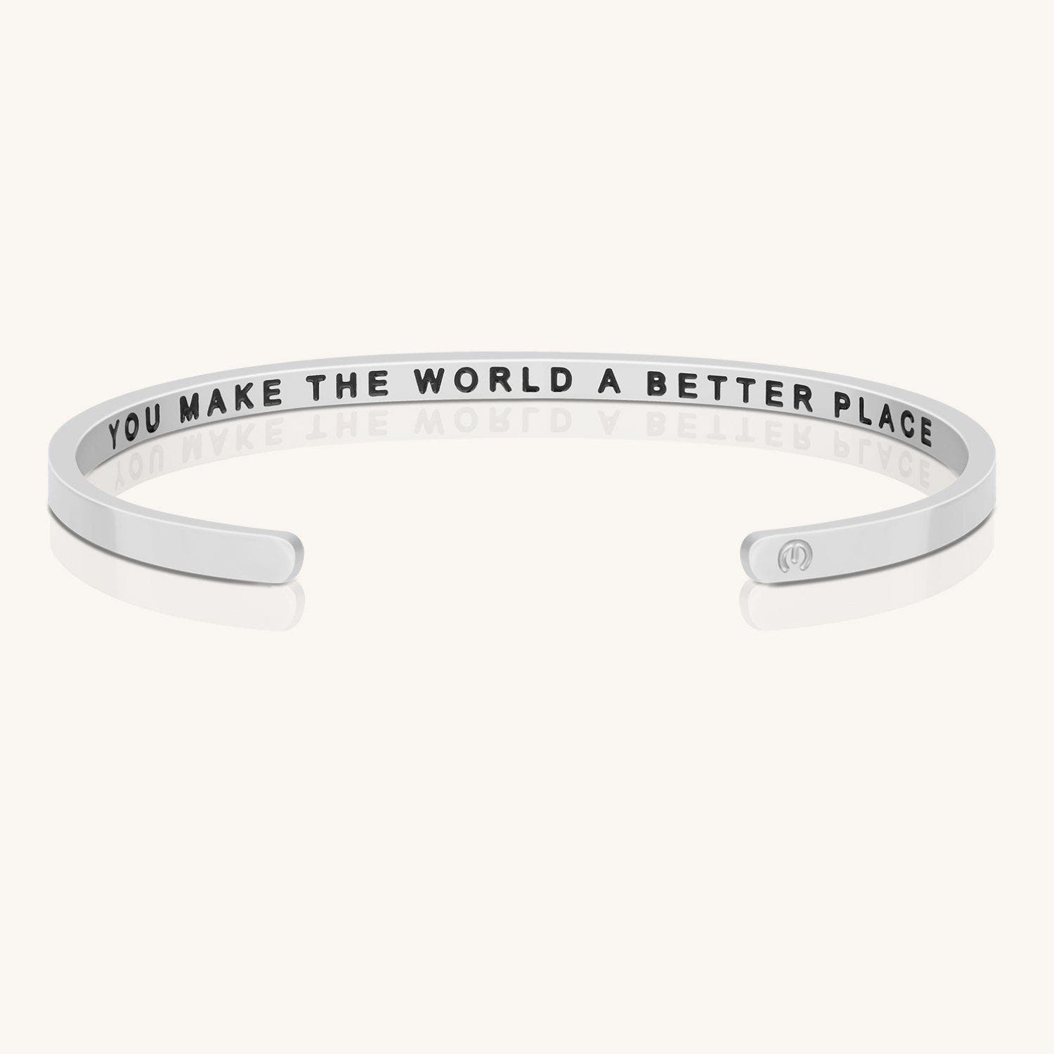 Mantra You Make The World A Better Place Bracelet In Metallic