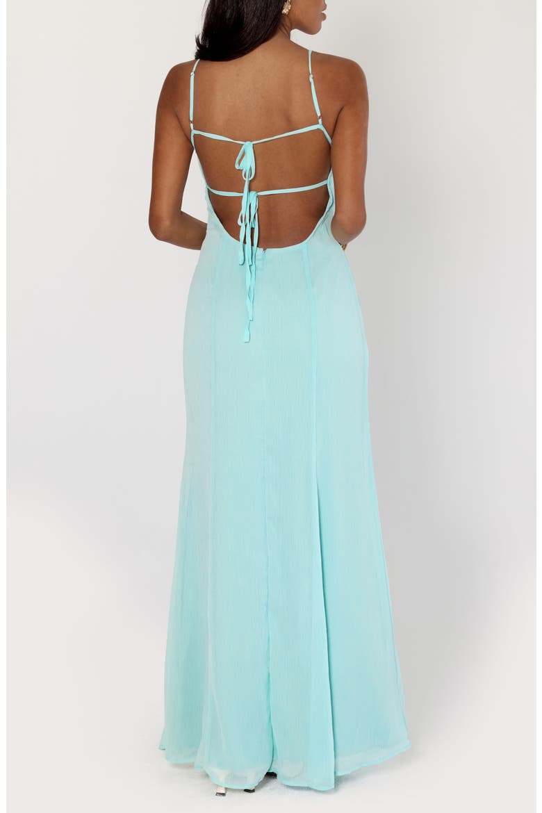 Jadira Chiffon Gown & Scarf Set, Alternate, color, AQUA