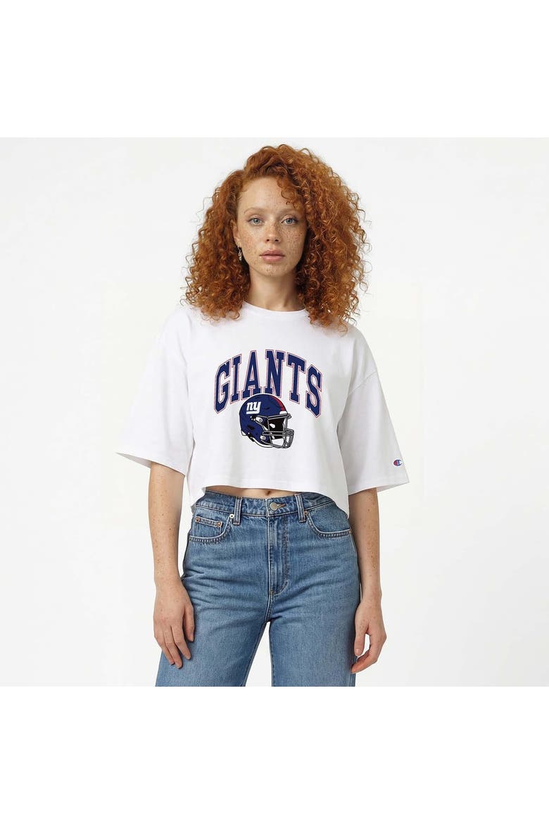 Women's Champion  White New York Giants Boyfriend Cropped T-Shirt, Main, color, White