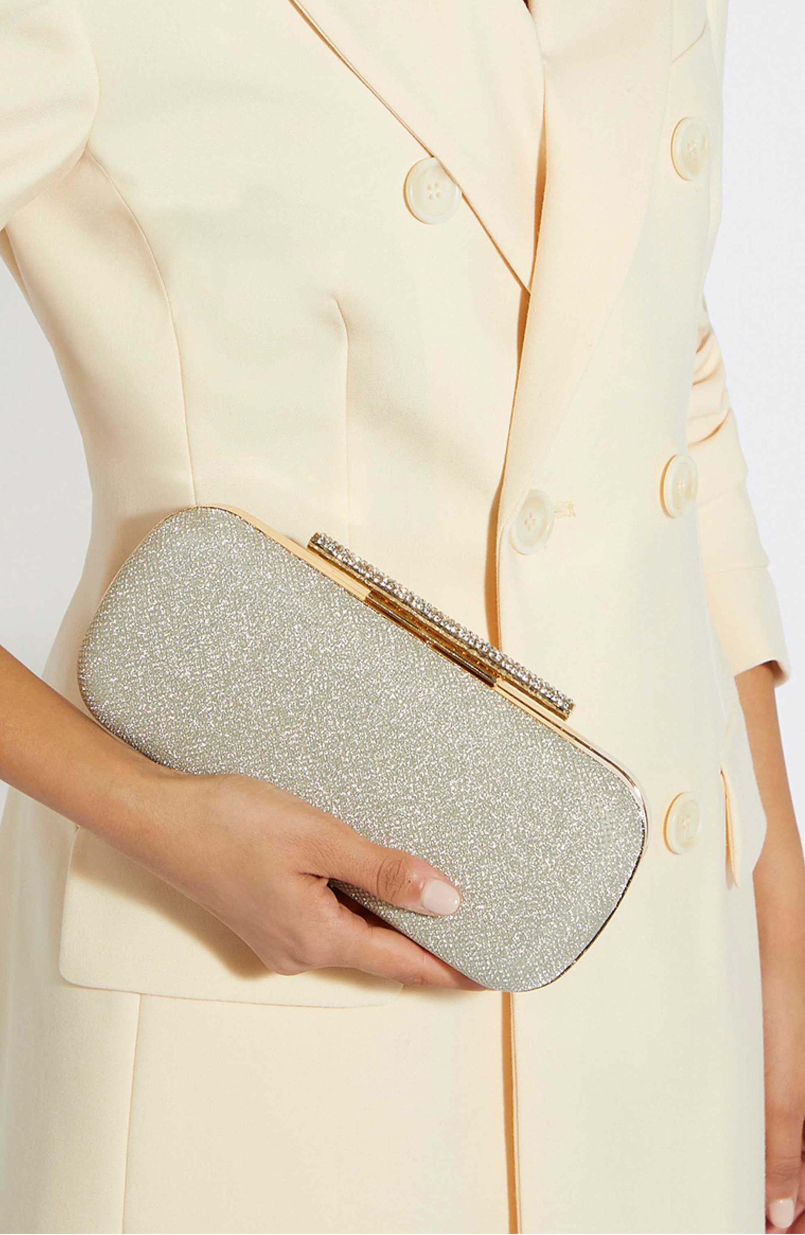 Body Faux Leather Frame Clutch, Alternate, color, GOLD