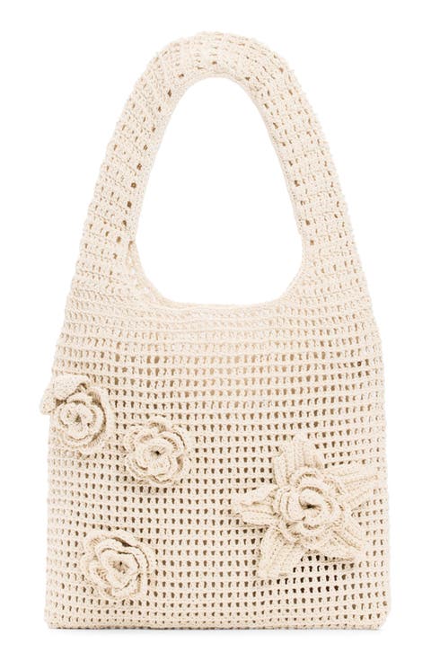 Crochet Flower Cotton Shoulder Bag