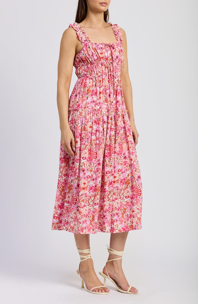 En Saison Floral Ruffle Strap A-Line Midi Dress, Alternate, color,