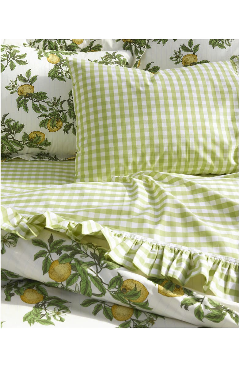 Lands' End Ruffle Pillowcases, Alternate, color, Bright Pistachio Gingham