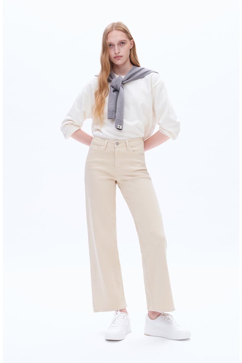 High Waist Wide Leg Jeans, Alternate, color, KHAKI