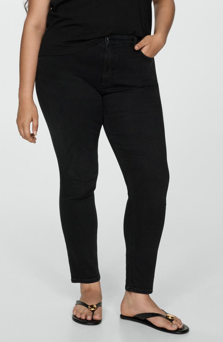 MANGO Newisa Skinny Jeans, Alternate, color, Black Denim