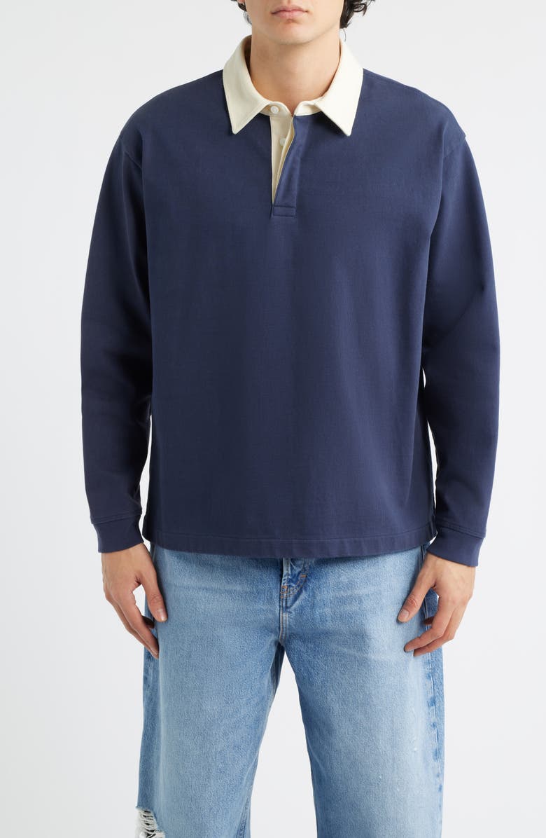 FRAME Cotton Rugby Polo, Main, color, Dark Navy